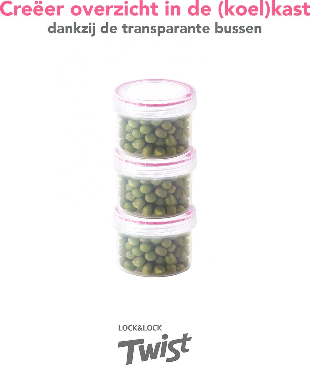 Lock&Lock Voorraadbussen - Vershoudbakjes - Bewaardozen Voedsel - Sausbakjes Met Deksel - Dressing Bakje - Kruidenpotjes - Babyvoeding Bewaarbakjes - 150 Ml - Rond - Luchtdicht - BPA Vrij - Set Van 6 Stuks - Afbeelding 3