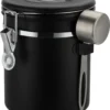 Koffie Bewaarbus Luchtdicht Met CO2 Uitlaat - Koffieblik Bewaarblik Voor 500 Gr Koffiebonen - Zwart - 1.2L