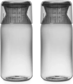 Brabantia Voorraadbussen Met Maatbeker Set Van 2 - 1,3 L - Dark Grey