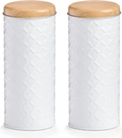 2x Bewaar/voorraad Blikken Koffiepads Wit 18 X 7,5 Cm 1 Liter