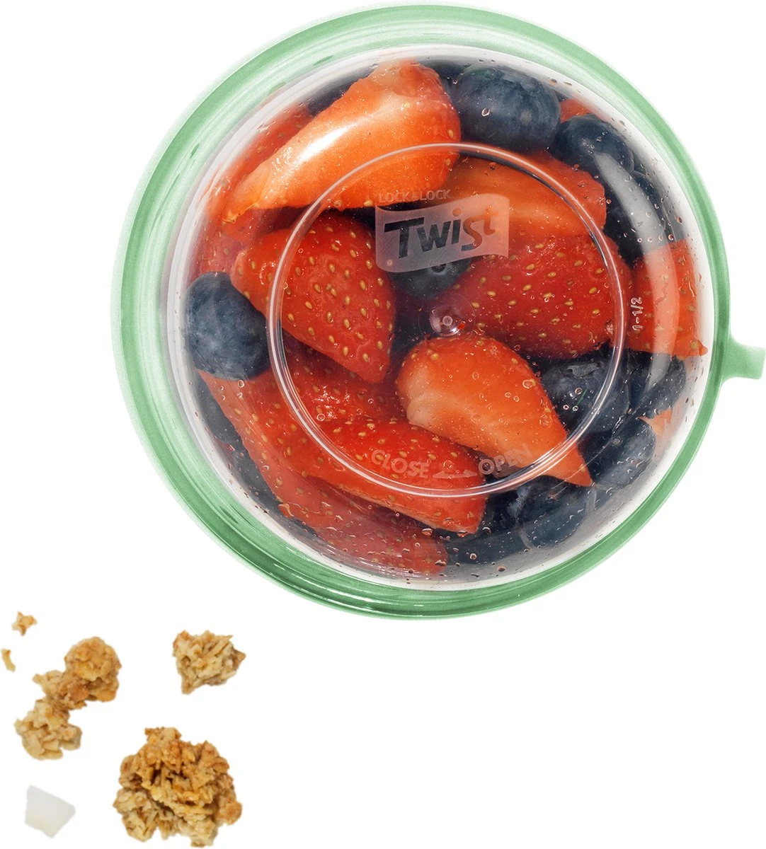 Lock&Lock Yoghurtbeker - Yoghurt Beker To Go - Muesli Beker To Go - Lunchpot - Lunchbeker - Medium - 560 Ml + 310 Ml - Groen - Afbeelding 2