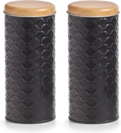 2x Bewaar/voorraad Blikken Koffiepads - Zwart - 18 X 7,5 Cm - 1 Liter