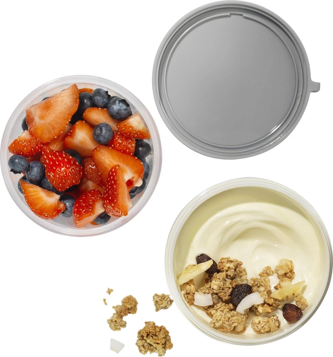 Lock&Lock Yoghurtbeker - Yoghurt Beker To Go - Muesli Beker To Go - Lunchpot - Lunchbeker - Medium - 560 Ml + 310 Ml - Wit - Afbeelding 3