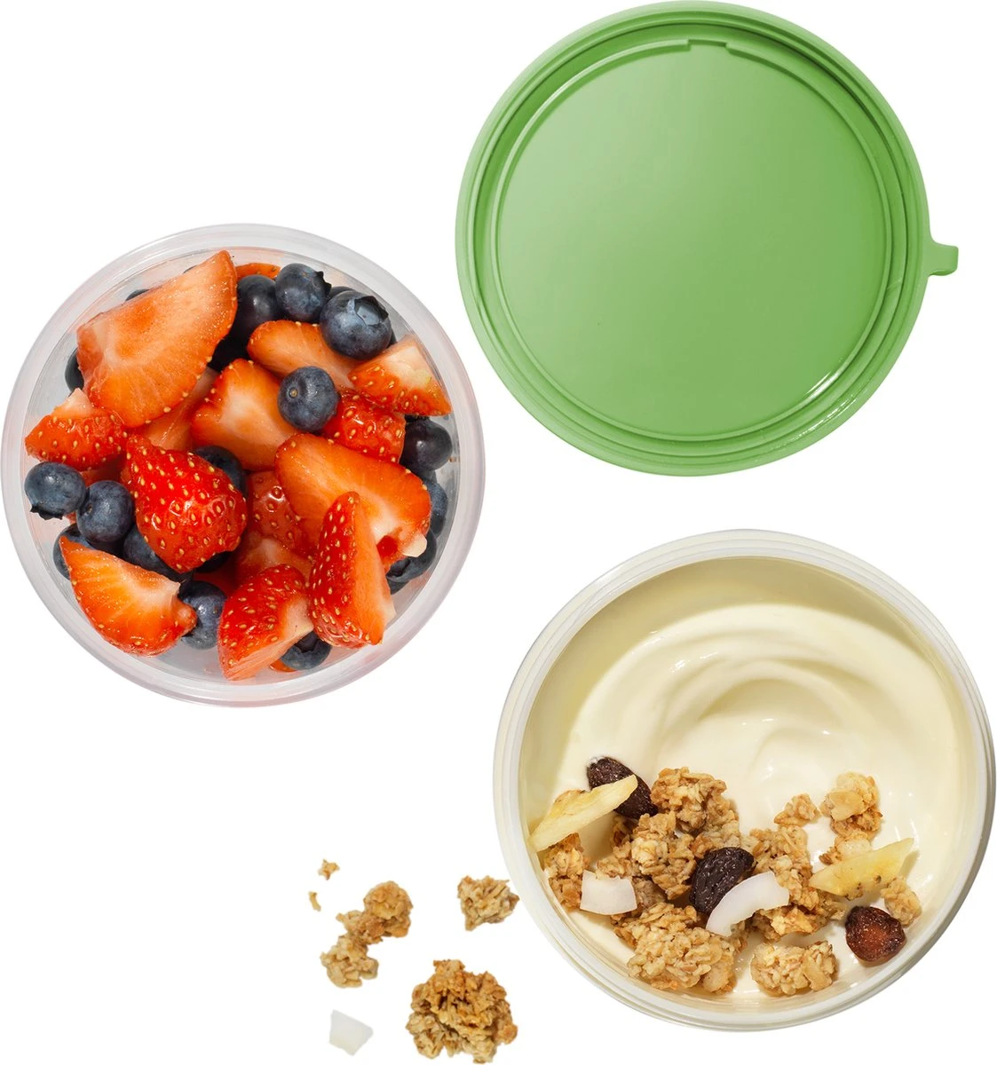 Lock&Lock Yoghurtbeker - Yoghurt Beker To Go - Muesli Beker To Go - Lunchpot - Lunchbeker - Medium - 560 Ml + 310 Ml - Groen - Afbeelding 3