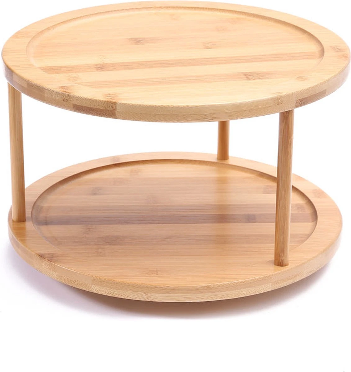 Merkloos Decopatent® Kruidenrek / Fruitschaal Bamboe - Rond - Kruiden Carrousel - Draaibaar - Staand Bamboe Specerijenrek Draaiplateau - Fruitrek - Afbeelding 8