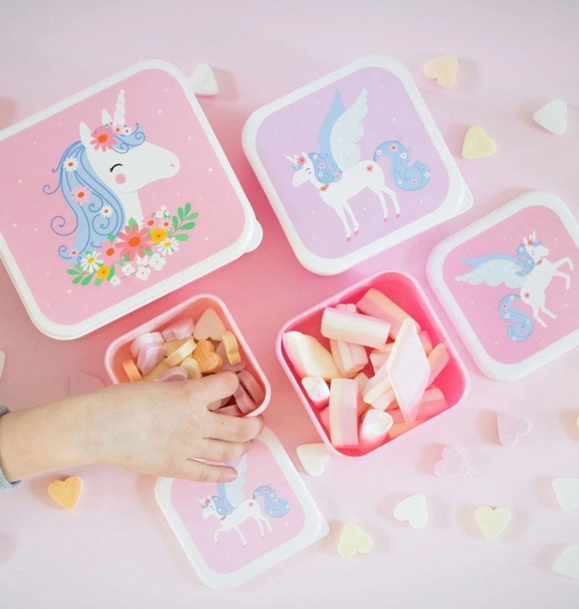 A Little Lovely Company - Brooddoos - Broodtrommel - Lunch & Snack Box Set Van 4 - Eenhoorn - Afbeelding 5