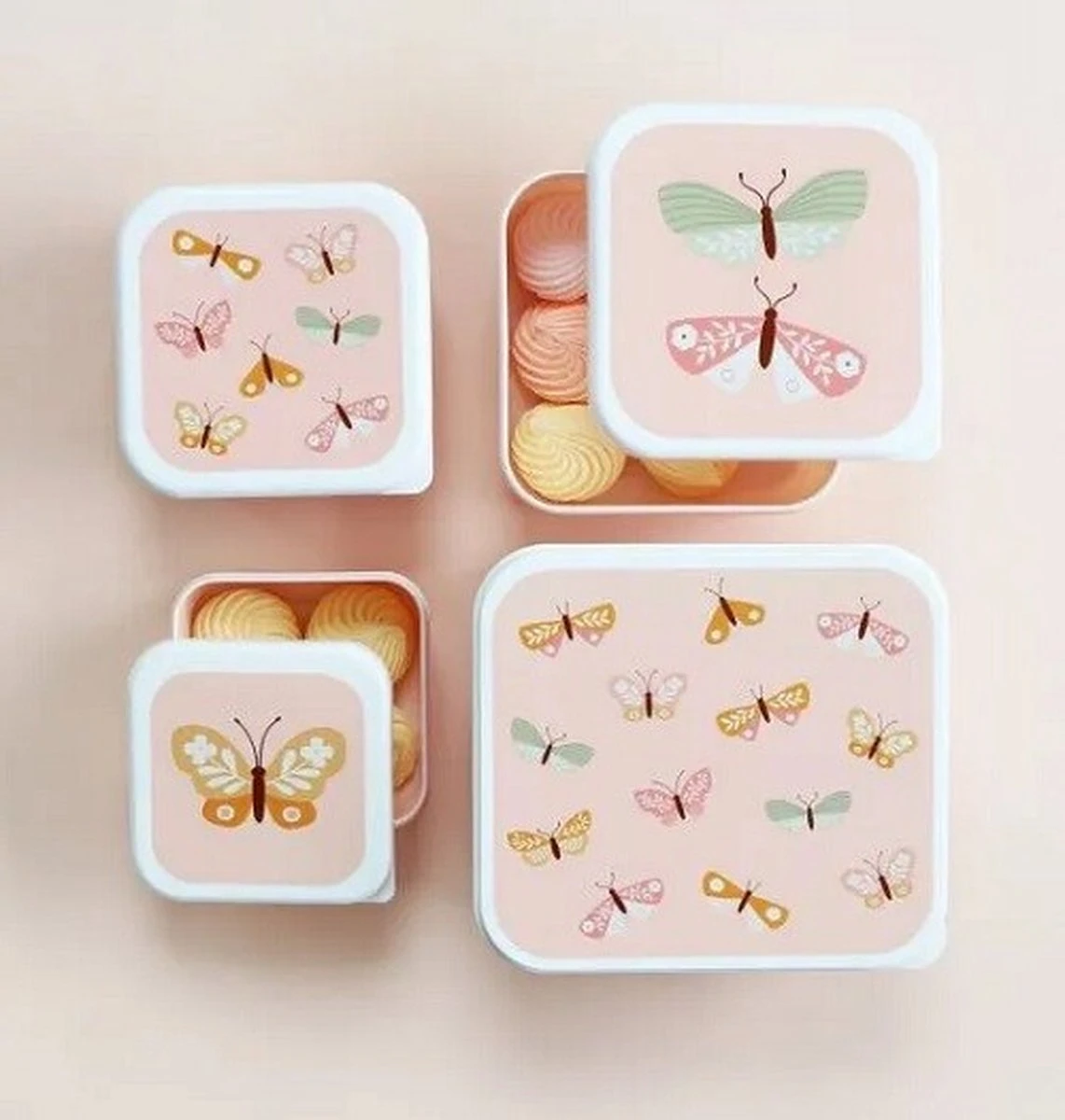 A Little Lovely Company - Brooddoos - Broodtrommel - Lunch & Snack Box Set Van 4 - Vlinders - Afbeelding 7