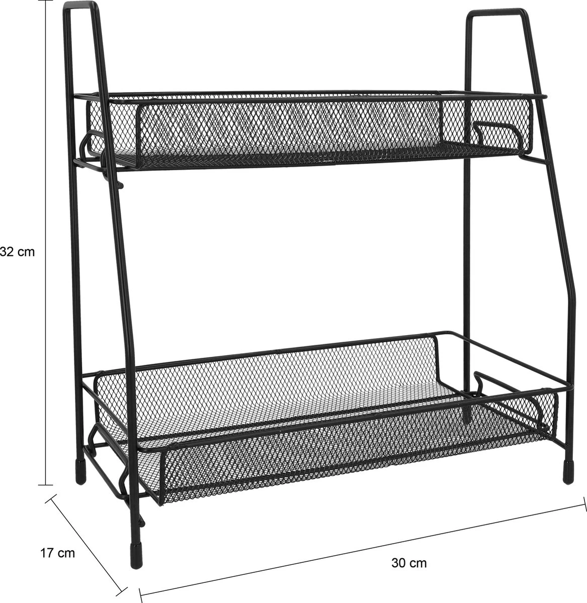 QUVIO Kruidenrekken Staal - Kruidenrek Staand - Kruidenrekken Zwart - Opbergrek - Opbergrekken Breedte Van 25 Tot 50 Cm - Opbergrek Zwart - Keukenrek - Keukenrek Staand 2 Laags - Zwart - Metaal - Afbeelding 5