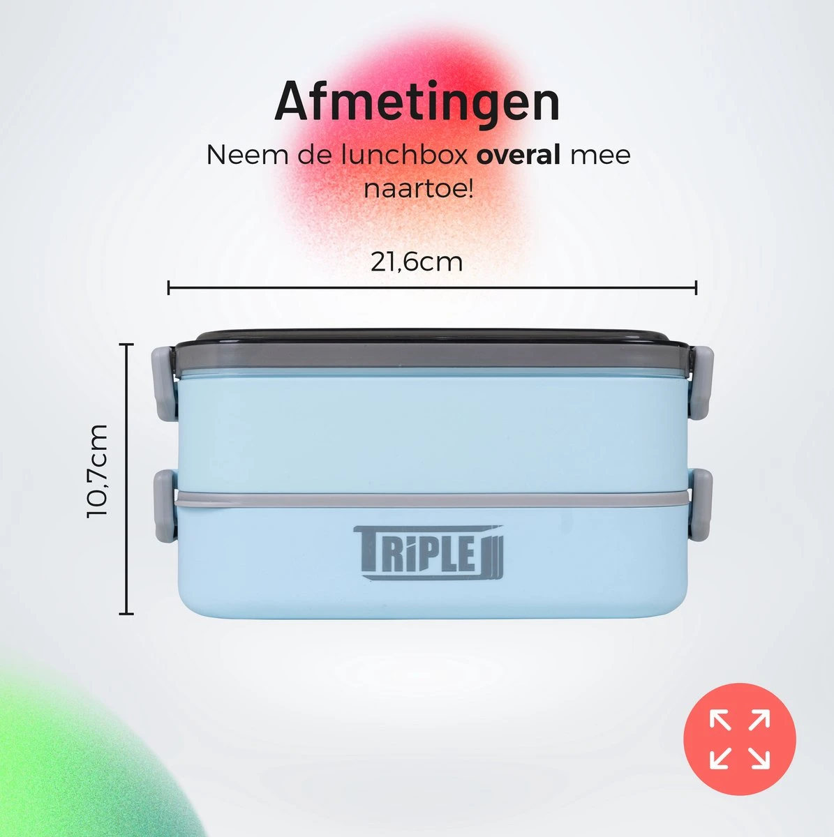 Triple J® Lunchbox - Broodtrommel - Lucht- & Lekvrij - Incl. Bestek - Magnetron & Vaatwasser Bestendig - Afbeelding 5