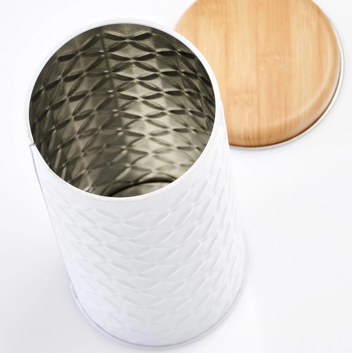 2x Bewaar/voorraad Blikken Koffiepads Wit 18 X 7,5 Cm 1 Liter - Afbeelding 3