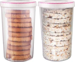 Lock&Lock Beschuitbus - Bewaardoos Voor Beschuit - Rijstwafel Bewaarbus - Voorraadbussen - Set Van 2 Stuks - 1,9 Liter - Transparant