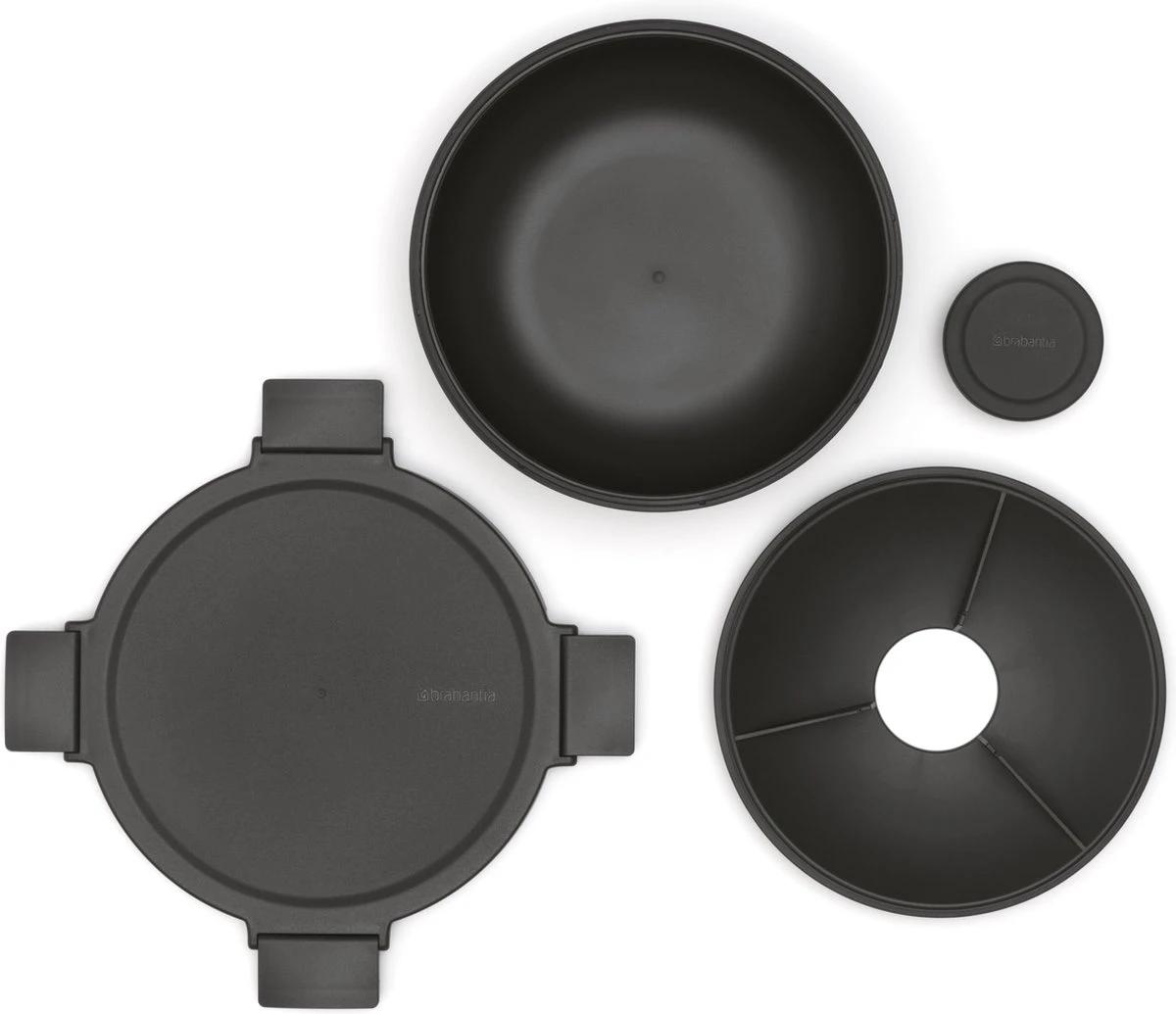 Brabantia Make & Take Salade Lunchbox - 1,3 L - Kunststof - Dark Grey - Afbeelding 4