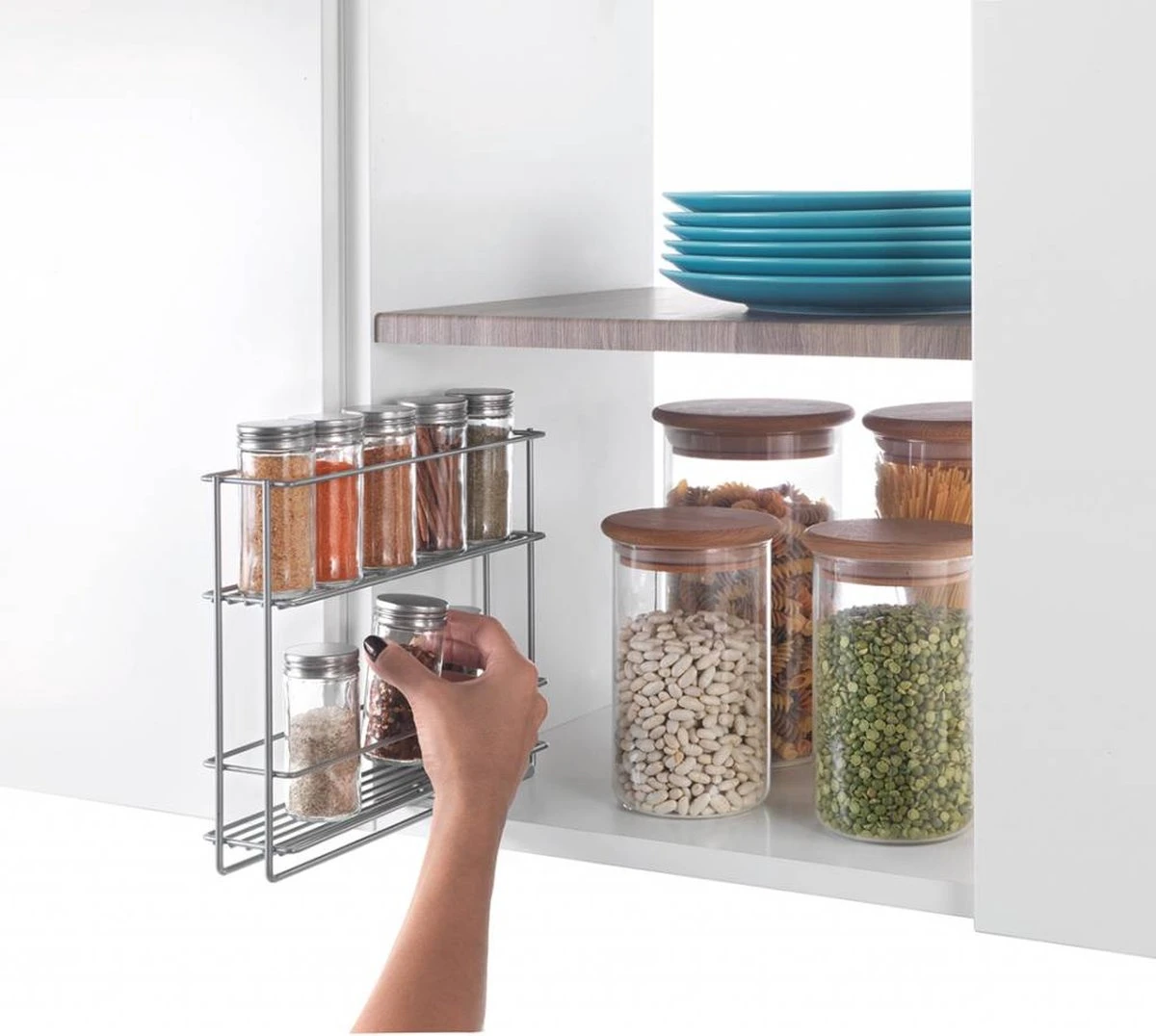 Tomado Metaltex - Uitschuifbaar Kruidenrek - Vastplakken - Zilvergrijs