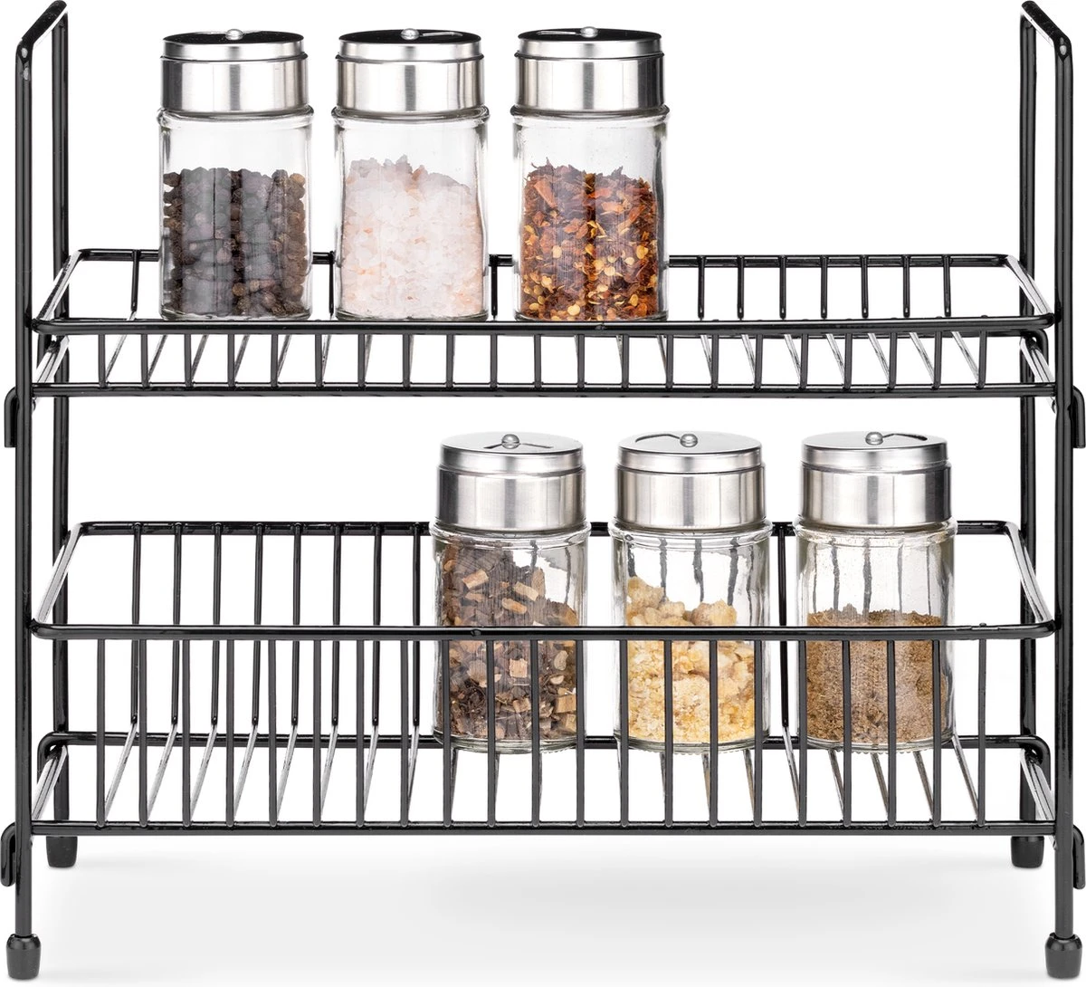 Navaris Stalen Kruidenrekje 2 Etages - Kruidenrek Staand - Rek Voor Kruidenpotjes En Glaasjes - Multifunctionele Organizer Voor Keuken En Badkamer - Afbeelding 2