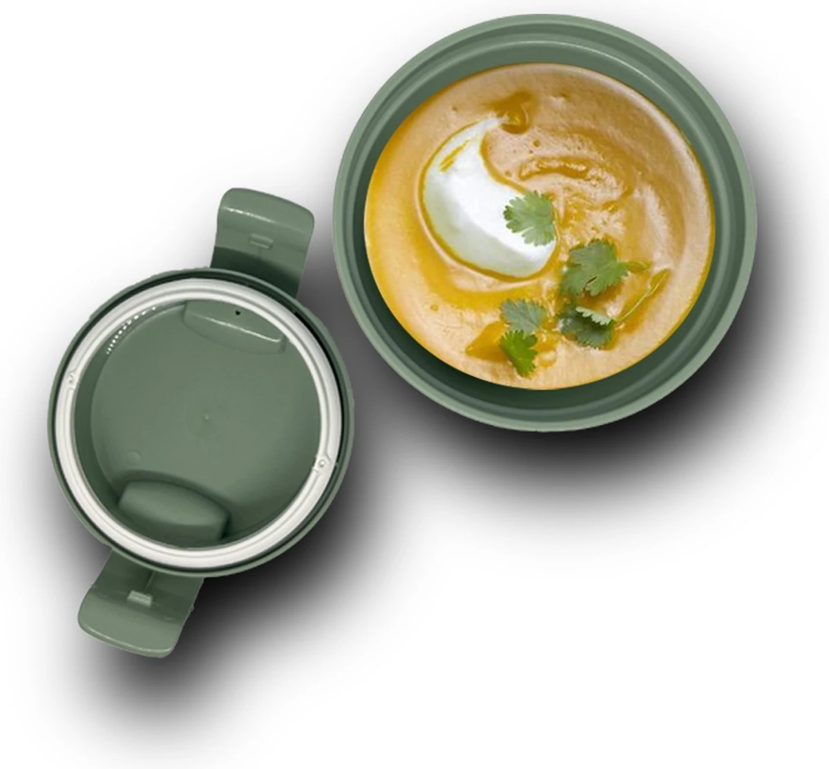 Curver Lunch & Go Beker - Magnetronbestendig - Lunchbeker – Muesli Beker - Soepbeker - Yoghurt Beker To Go – LunchBox - KoffieBeker - Salade Lunchbox - 0,6l – Groen - Afbeelding 2