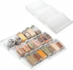 Merkloos Kruidenrek Lade - Kruiden Organizer - Kruidenrek Uitschuifbaar - Lade Organizer - Kruiden Opbergen Lade - Kruidenrekje Schuif - Min. 20x42 Max. 40x42