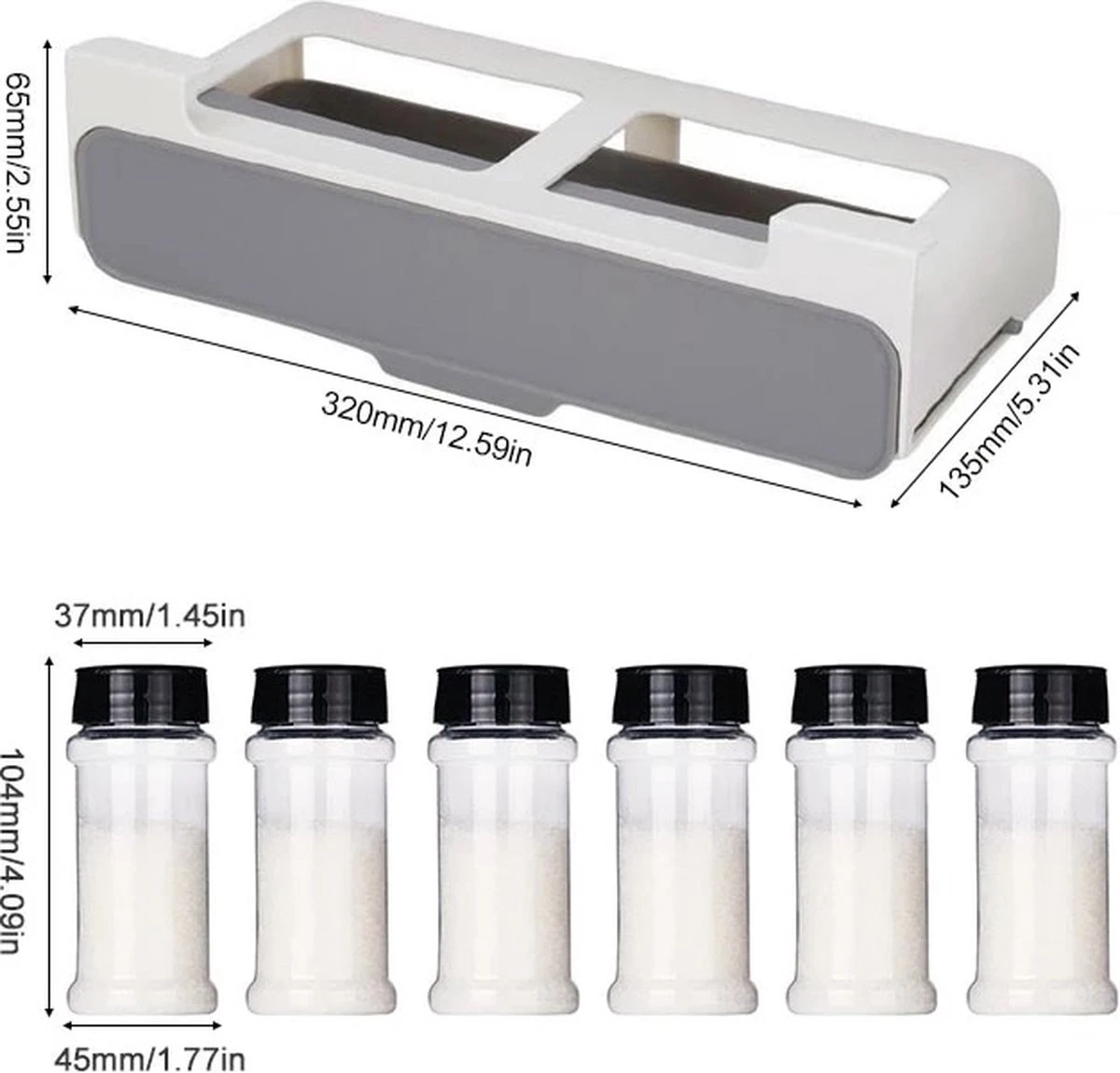Consumerce® Ophangbaar Kruidenrek Met 7 Kruidenpotjes – Kruidenrek Ophangbaar – Kruidenrek Lade – Kruidenmolen – Kruidenrek Met Potjes – Kruidenrekken – Kruidenrek Voor Kruidenpotjes – Kruidenrekje Ophangbaar – Specerijenmolen – Specerijen Rek - Afbeelding 4