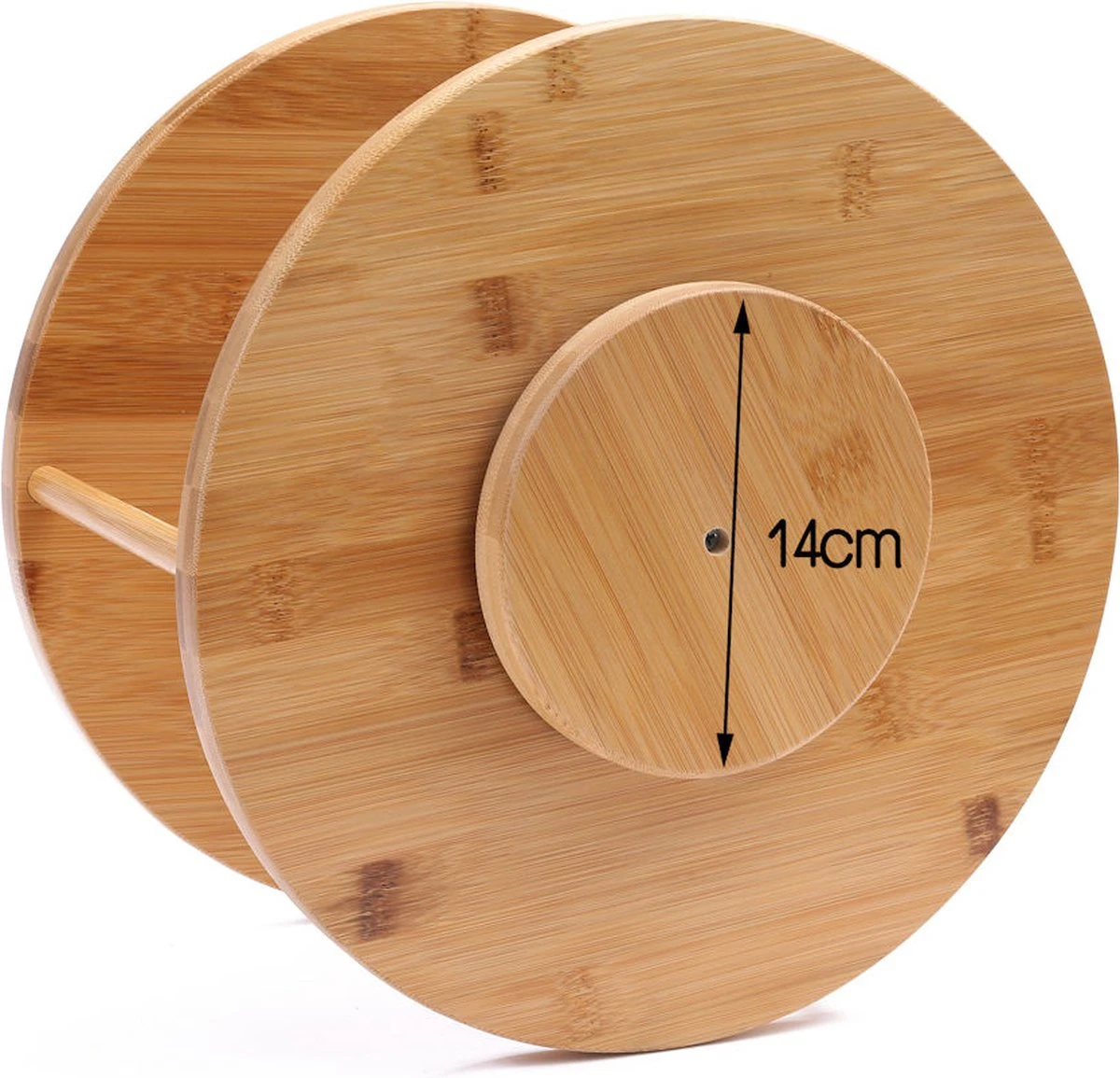 Merkloos Decopatent® Kruidenrek / Fruitschaal Bamboe - Rond - Kruiden Carrousel - Draaibaar - Staand Bamboe Specerijenrek Draaiplateau - Fruitrek - Afbeelding 9