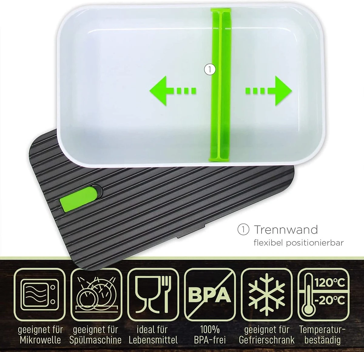 IFancy Lunchbox Tasty - Bento Lunch Box 1000ml - Dicht & Lekvrij Voor Kinderen & Volwassenen - Kantoor & School - BPA Vrij - Vaatwasser Magnetron & Vriezer Lunch Box (Groen) - Afbeelding 4