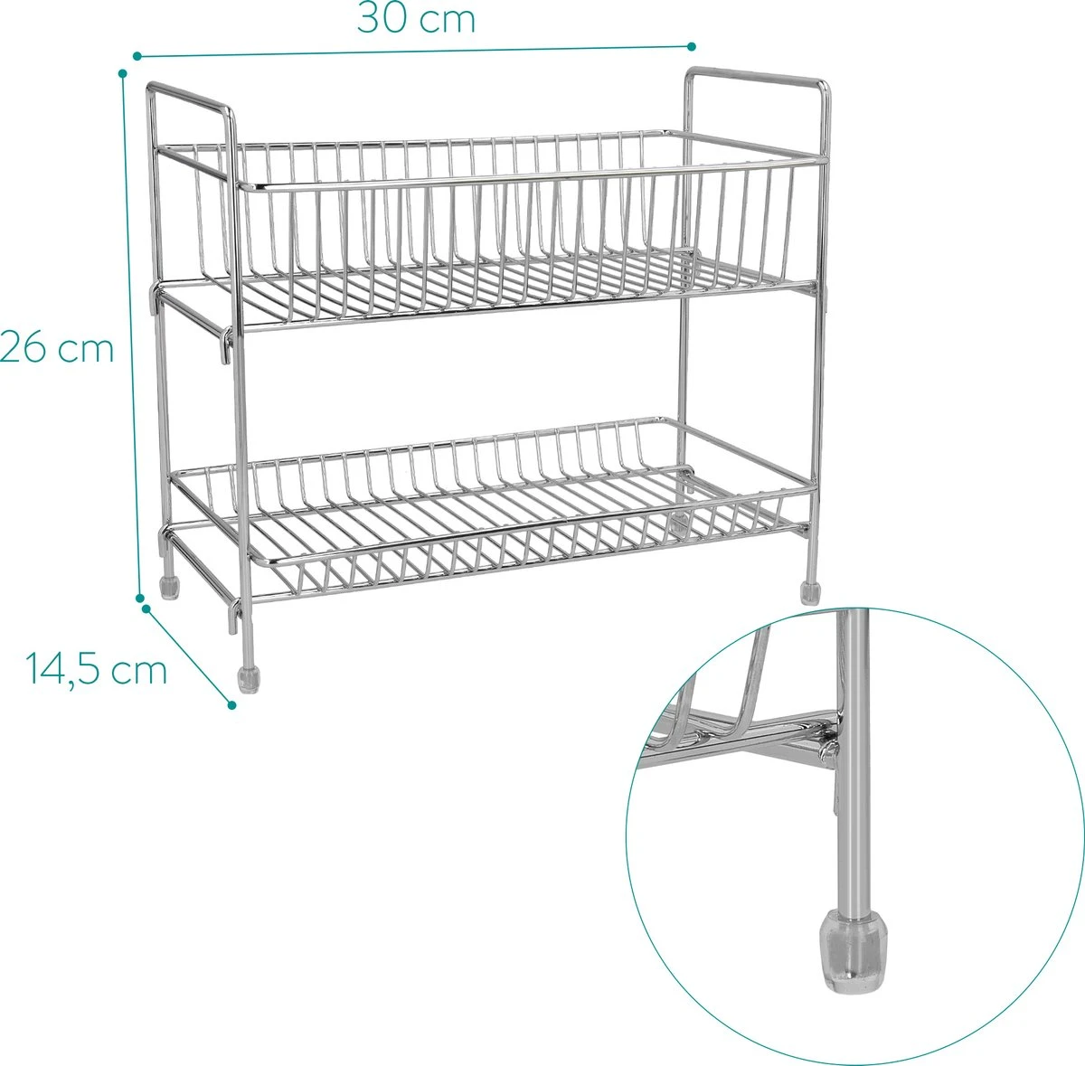 Navaris Stalen Kruidenrekje 2 Laags - Kruidenrek Staand - Rek Voor Kruidenpotjes En Glaasjes - Multifunctionele Organizer Voor Keuken En Badkamer - Afbeelding 2