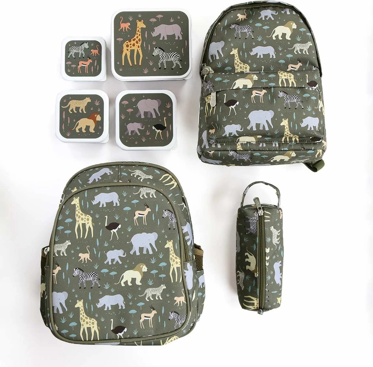 A Little Lovely Company - Brooddoos - Broodtrommel -Lunch & Snack Box Set Van 4 - Savanne - Afbeelding 3