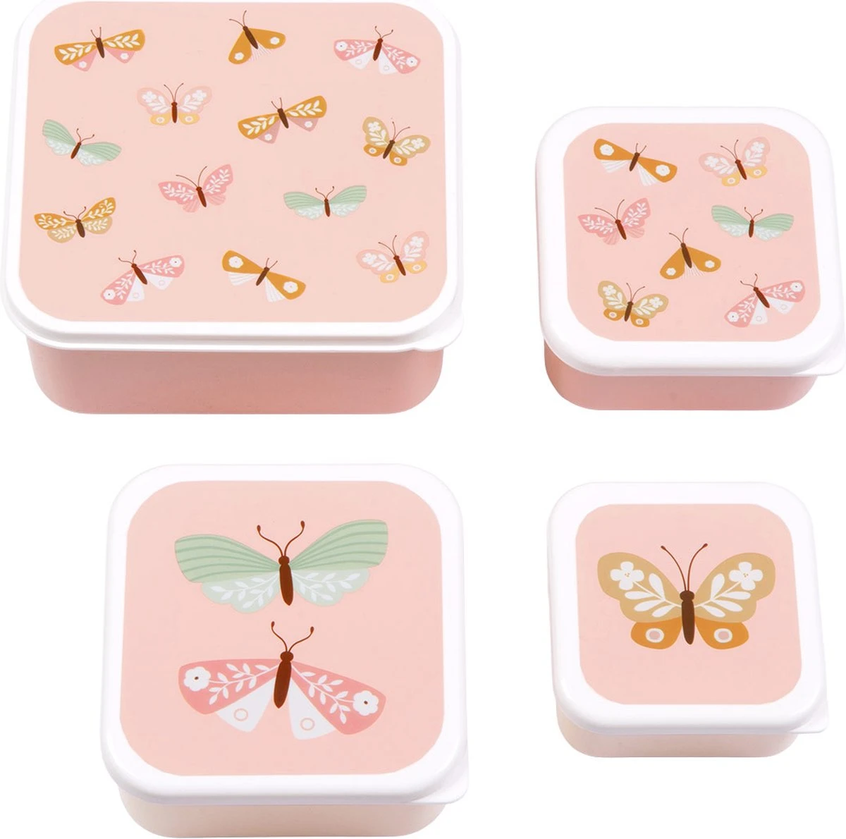 A Little Lovely Company - Brooddoos - Broodtrommel - Lunch & Snack Box Set Van 4 - Vlinders