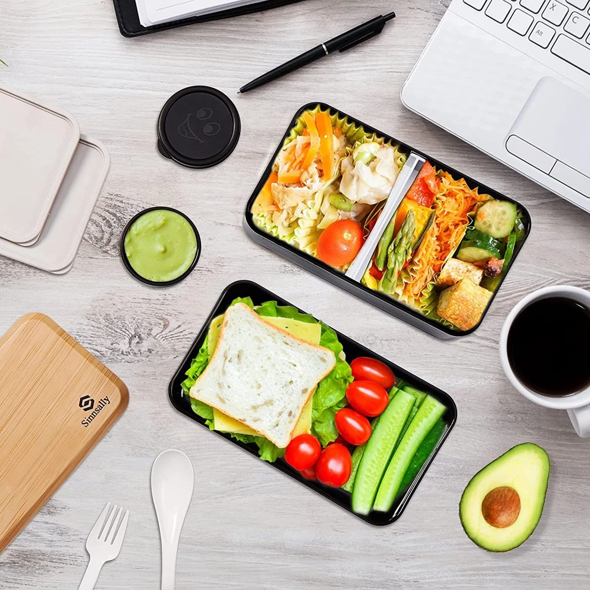 Sinnsally Bento Box Japans Voor Volwassenen/kinderen, Lunchbox Met Vakken, E Lunchboxen, Foodbox, Snackbox Met Onderverdelingen, Snackbox, Lunchsaladebox To Go - Afbeelding 5