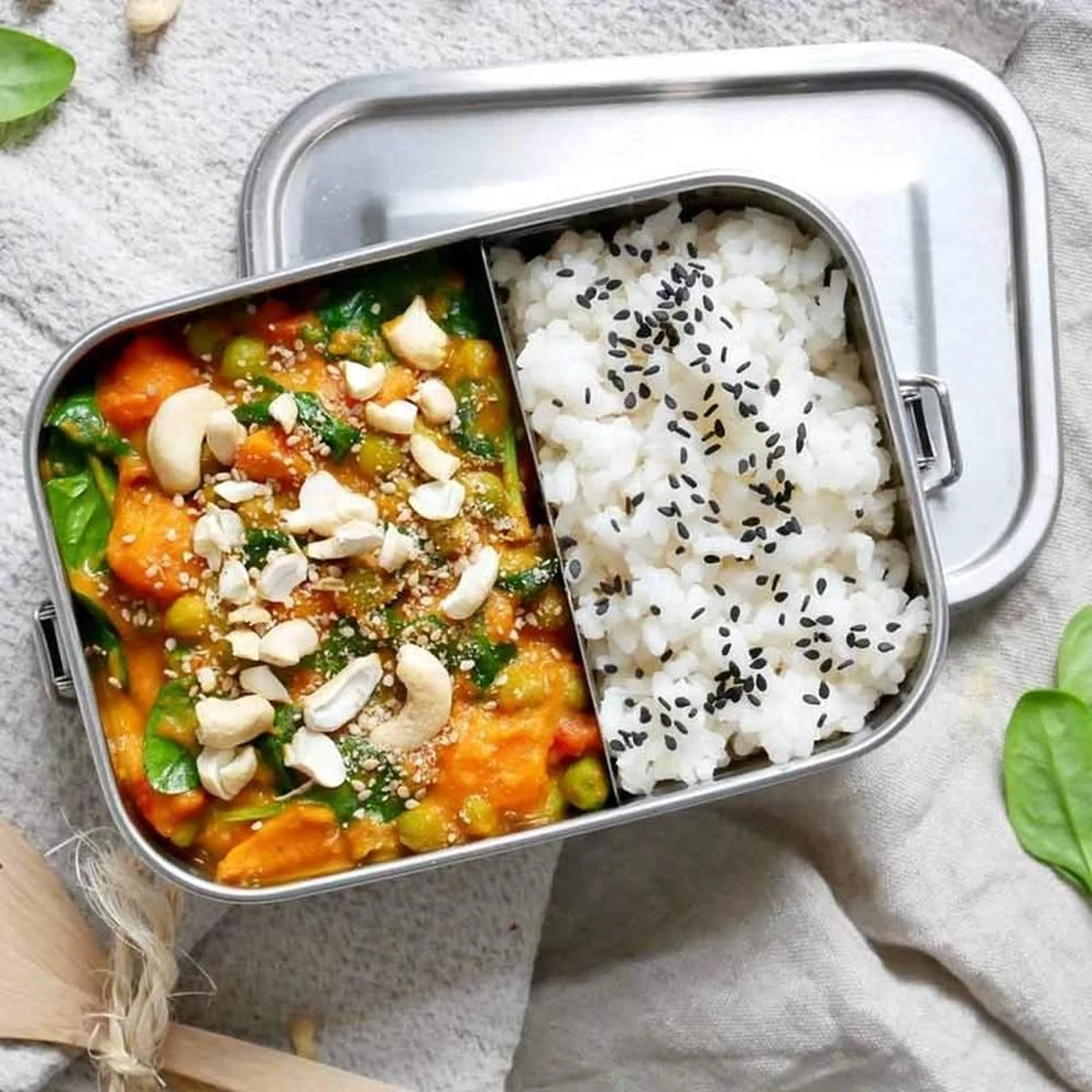 Pandoo RVS Lunchbox - 1200 Ml - Incl. Divider + Katoenen Tas - Afbeelding 3