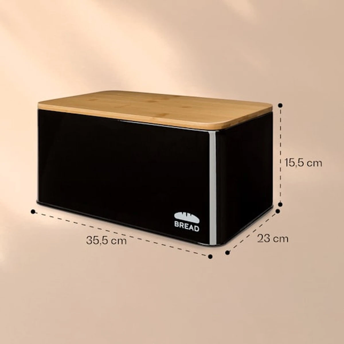 Klarstein Granrosi Oklahoma Broodtrommel - 35,5 X 15,5 X 23 Cm - Brooddoos Met Snijplank - Metaal & Bamboe - Afbeelding 5