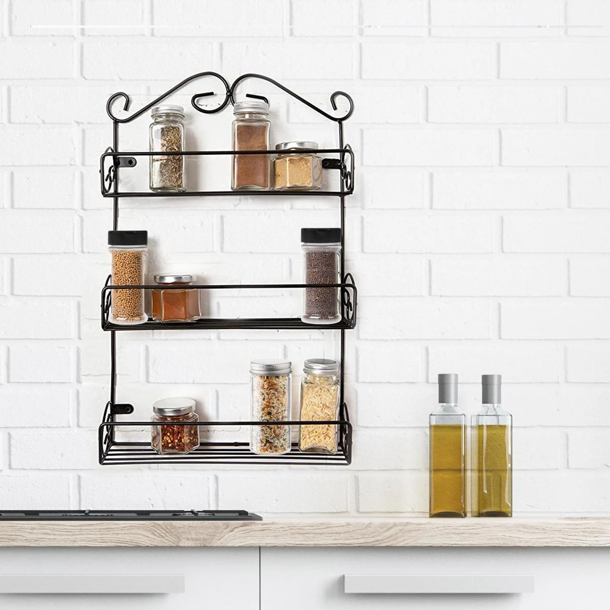 KitchenBrothers Kruidenrek - Staand En Ophangbaar - Voor 21 Potjes - 3 Laags - Metaal - Afbeelding 3