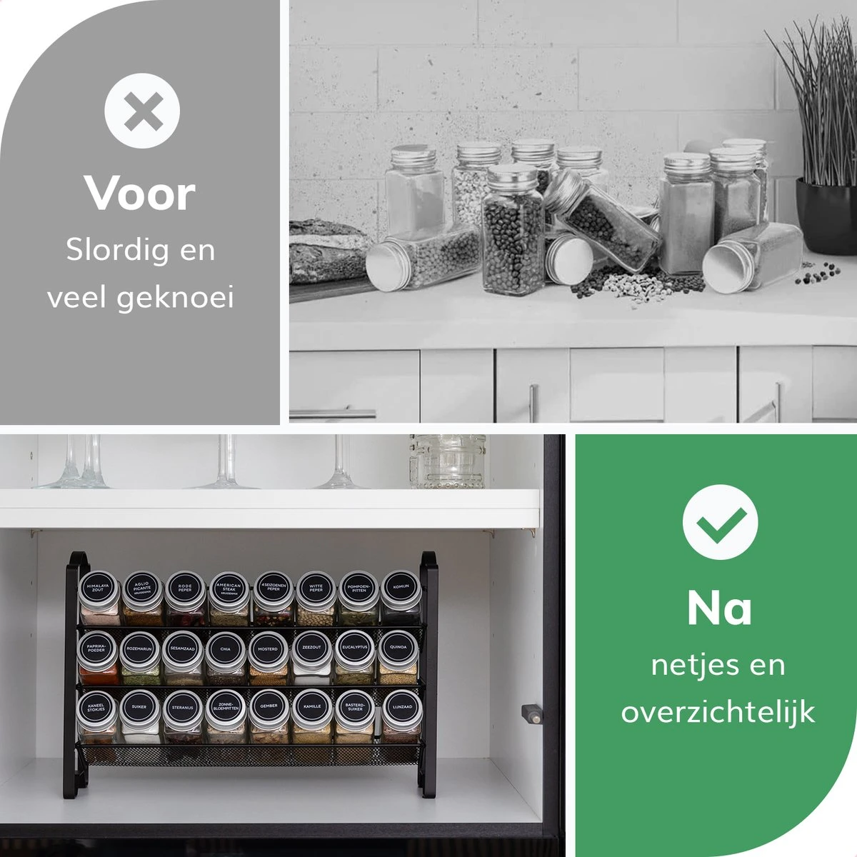 Deleca Kruidenrek Organizer Met 24 Kruidenpotjes - Vierkant - Strooideksel & Labels - Ophangbaar Of Staand - Industrieel / Zwart - Afbeelding 5