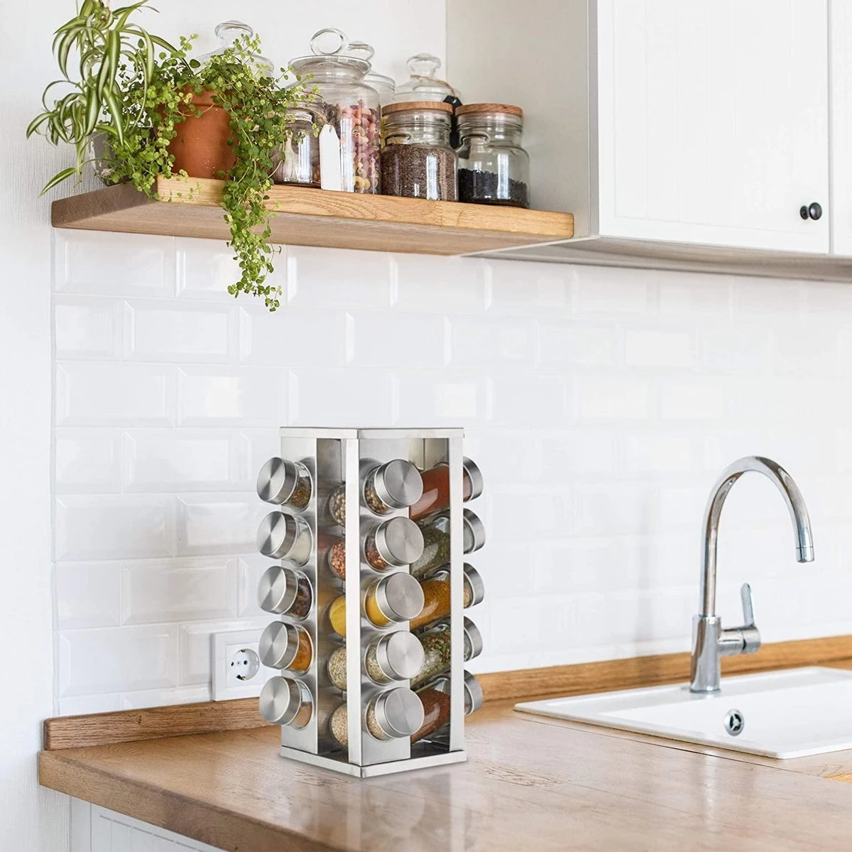 Pleasantwork Kruidenrek - Staand - Draaibaar - 20 Potjes - Afbeelding 3