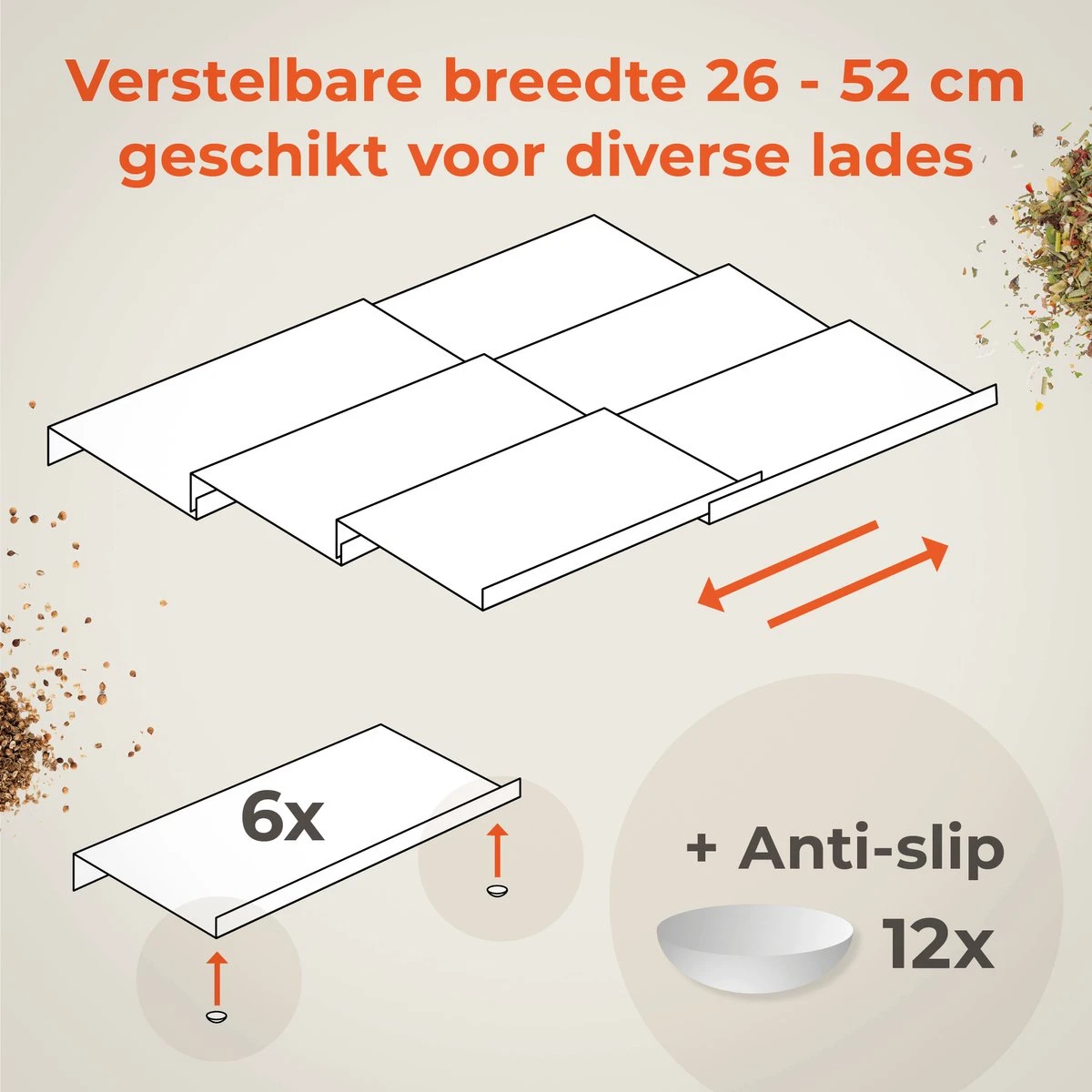 Goedewaere Kruidenrek Lade - 6 Stuks - Keuken Organizers - Keukenlade Organiser - Kruiden Organizer - Uitschuifbaar - Kunststof - Afbeelding 9