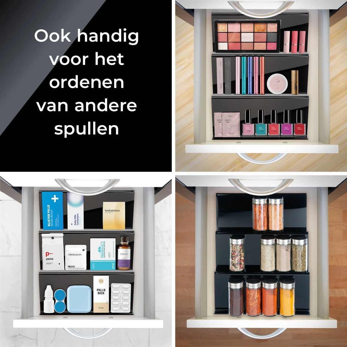 Goedewaere Kruidenrek Lade - 6 Stuks - Keuken Organizers - Keukenlade Organiser - Kruiden Organizer - Uitschuifbaar - Kunststof - Afbeelding 10