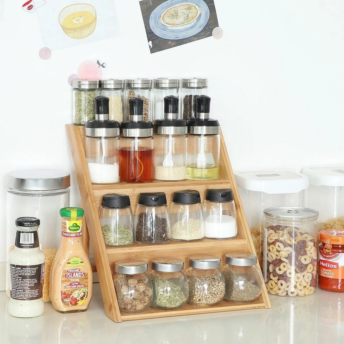 Merkloos Decopatent® Kruidenrekje Staand - Kruidenrek Voor 16 Tot 20 Kruidenpotjes - Hout - 4 Laags - Afbeelding 7