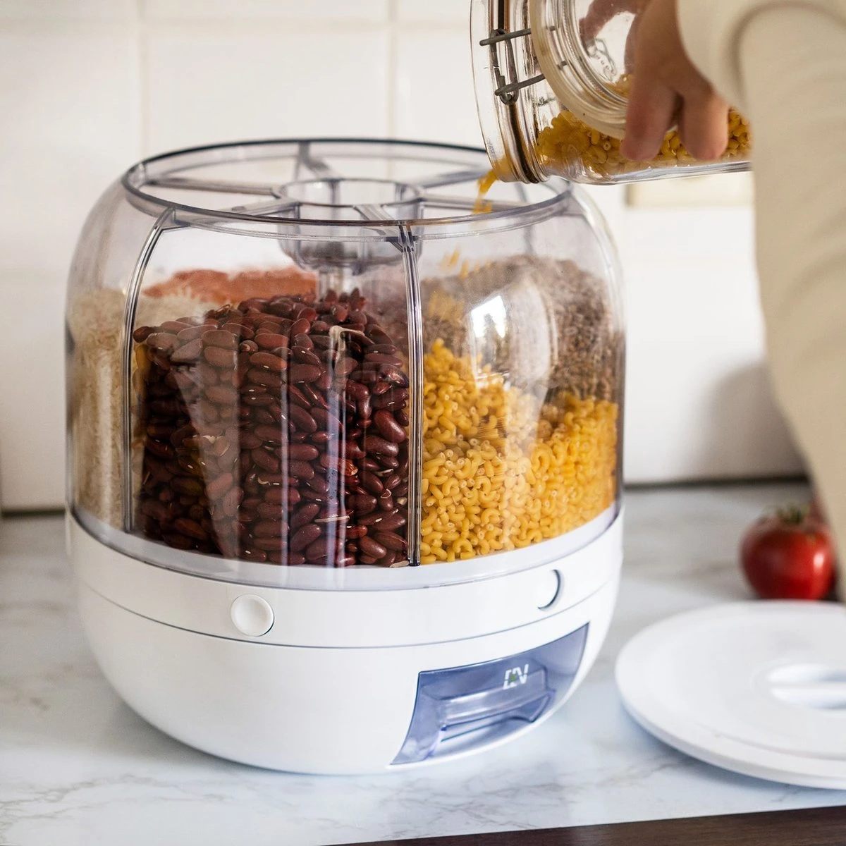 Roterende Voedsel Dispenser - 6 Vakken - Met Doseerschep - BPA Vrij - Handig - Afbeelding 5