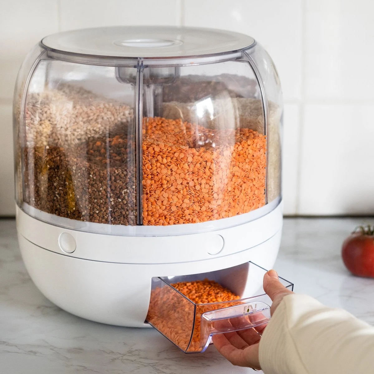 Roterende Voedsel Dispenser - 6 Vakken - Met Doseerschep - BPA Vrij - Handig - Afbeelding 7