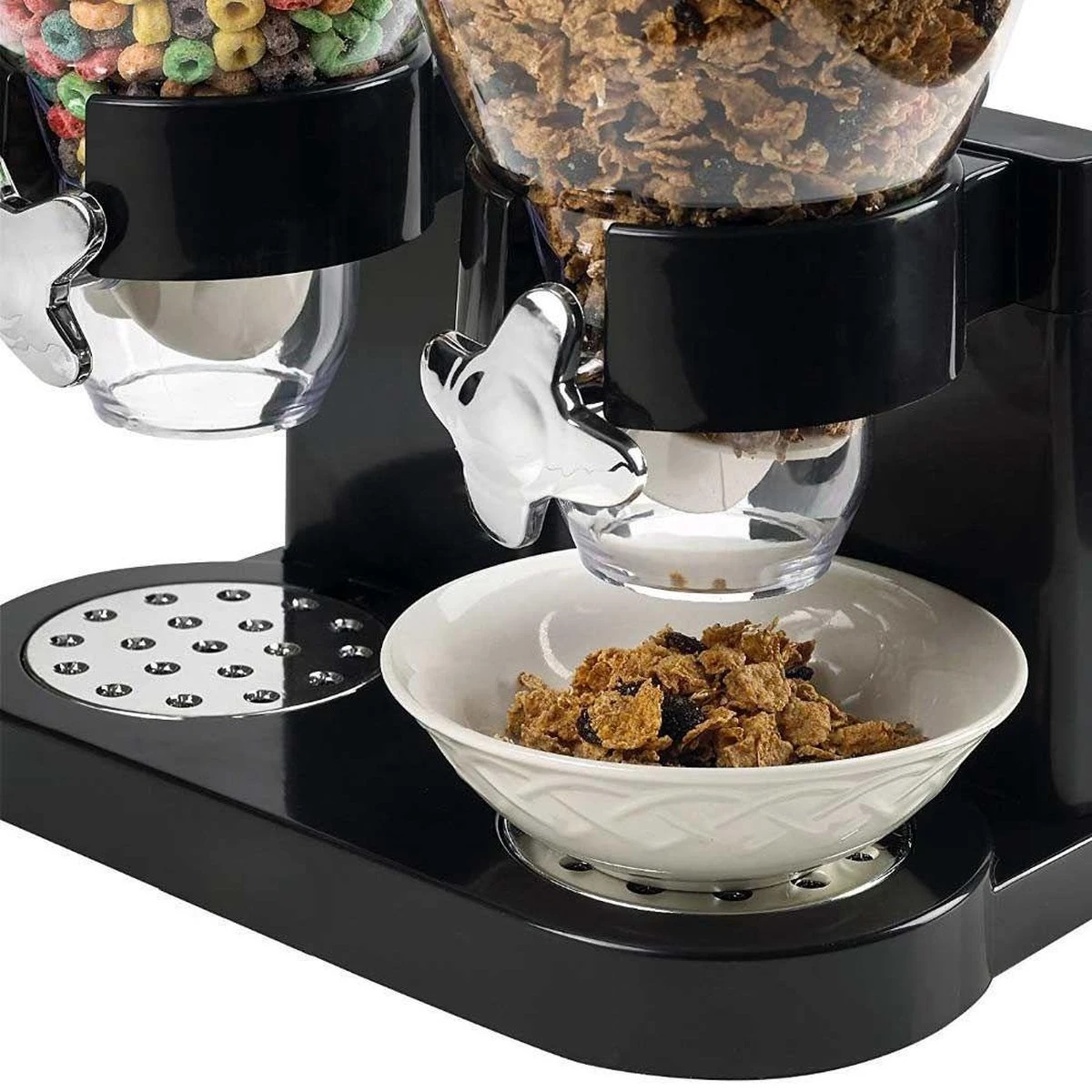 MikaMax Cornflakes Dispenser - Voorraadbus - Cornflakes Voorraadpot - Ontbijt Granendispenser - Zwart - 2 X 500 Gram - Afbeelding 2