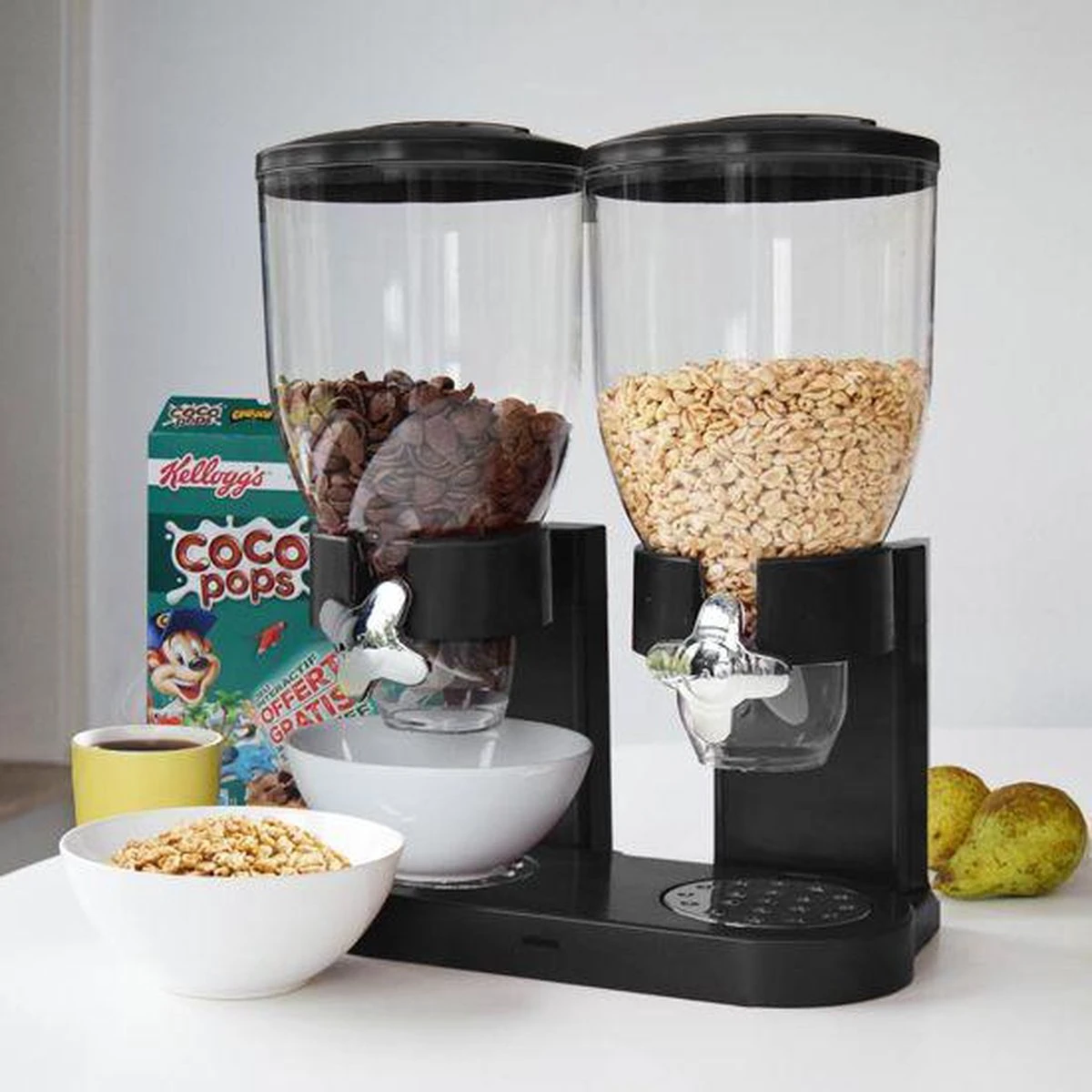MikaMax Cornflakes Dispenser - Voorraadbus - Cornflakes Voorraadpot - Ontbijt Granendispenser - Zwart - 2 X 500 Gram - Afbeelding 6