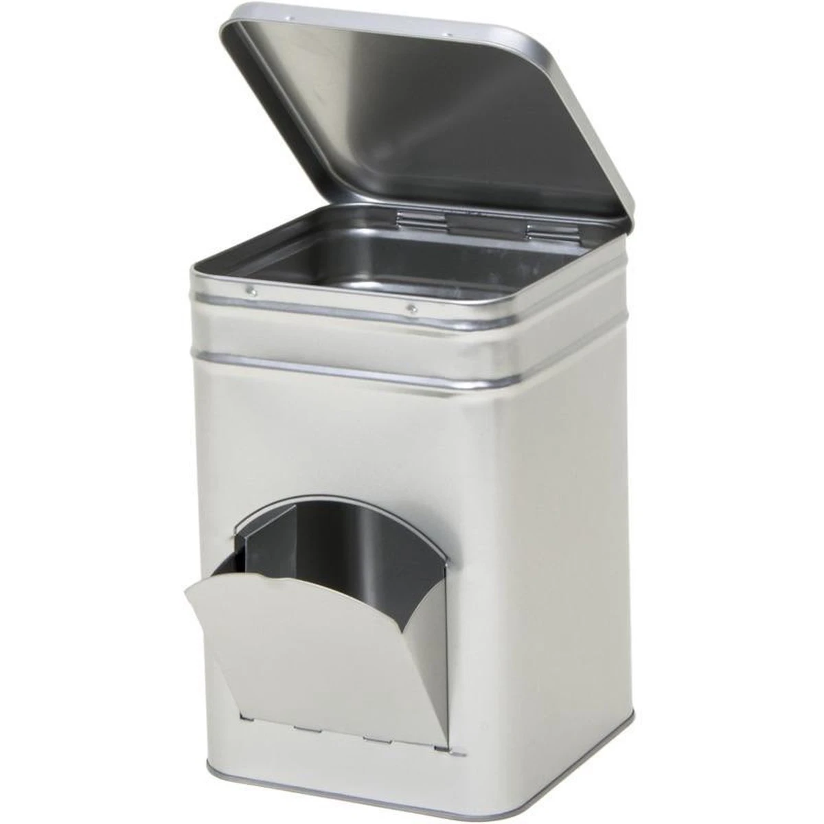 Merkloos 1x Zilver Vierkant Opbergblik/bewaarblik Met Dispenser 21 Cm - Zilveren Koffiecups/suikerklontjes Voorraadblikken - Voorraadbussen Met Dispenser - Afbeelding 2
