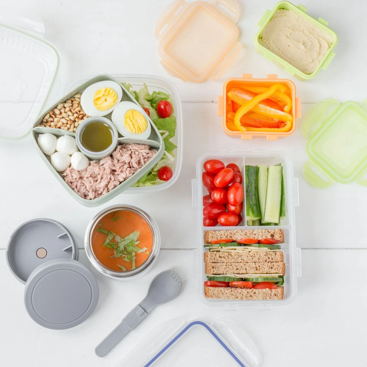 Lock&Lock Saladebox - Salade Lunchbox To Go - Salade To Go - 950 Ml - Lekvrij - Met Verdeelvakjes - Groen - Afbeelding 4