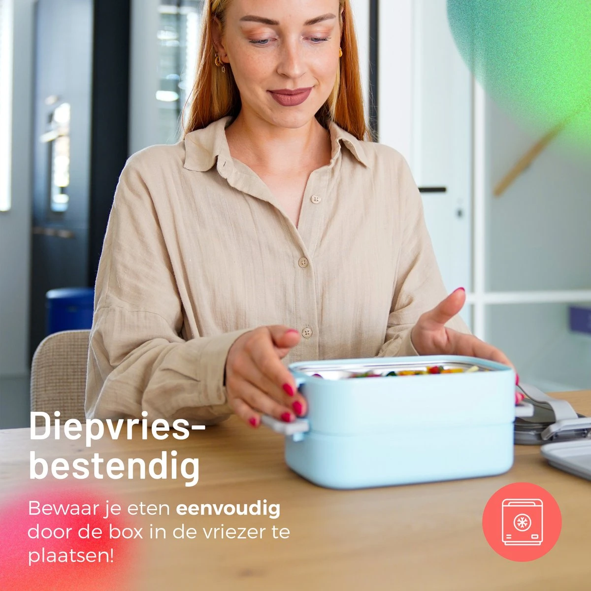 Triple J® Lunchbox - Broodtrommel - Lucht- & Lekvrij - Incl. Bestek - Magnetron & Vaatwasser Bestendig - Afbeelding 2