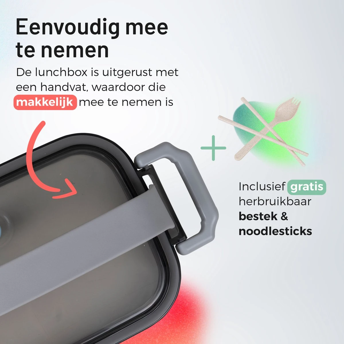 Triple J® Lunchbox - Broodtrommel - Lucht- & Lekvrij - Incl. Bestek - Magnetron & Vaatwasser Bestendig - Afbeelding 4