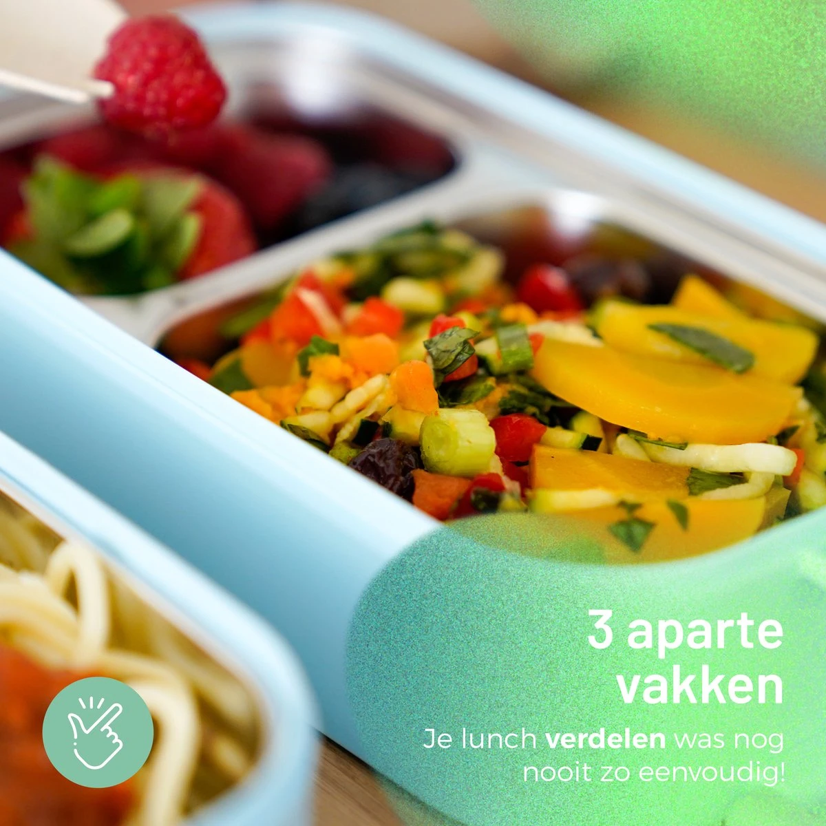 Triple J® Lunchbox - Broodtrommel - Lucht- & Lekvrij - Incl. Bestek - Magnetron & Vaatwasser Bestendig - Afbeelding 6