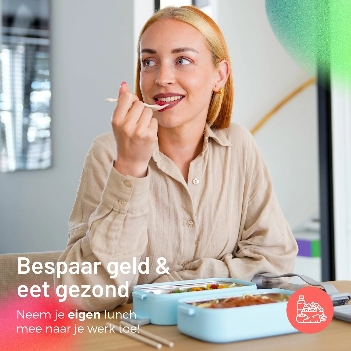 Triple J® Lunchbox - Broodtrommel - Lucht- & Lekvrij - Incl. Bestek - Magnetron & Vaatwasser Bestendig - Afbeelding 7