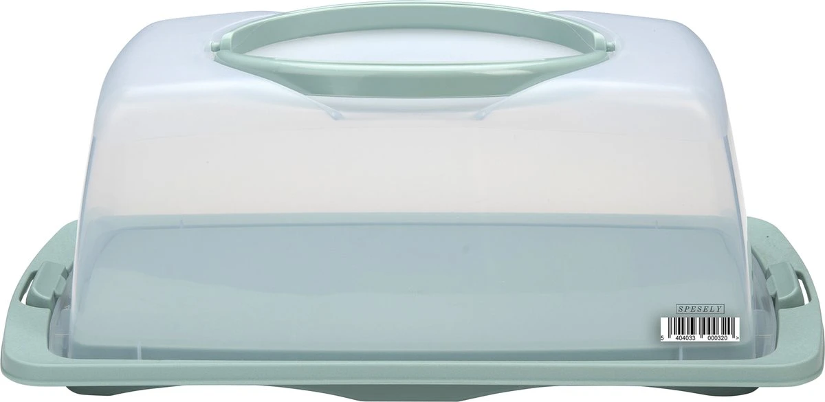Merkloos Spesely® Pastel Groen Taart Bewaardoos Met Deksel En Inklapbare Handgrepen - Rechthoek - 39x19xH15cm - Vershouddoos - Transparant - Opbergdoos Taart - Taartdoos - Cakedoos - Taartdoos Met Deksel - Boîte à Gâteaux - Afbeelding 4
