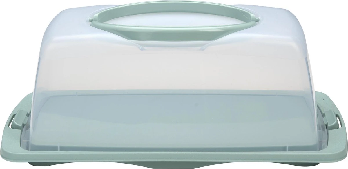 Merkloos Spesely® Pastel Groen Taart Bewaardoos Met Deksel En Inklapbare Handgrepen - Rechthoek - 39x19xH15cm - Vershouddoos - Transparant - Opbergdoos Taart - Taartdoos - Cakedoos - Taartdoos Met Deksel - Boîte à Gâteaux