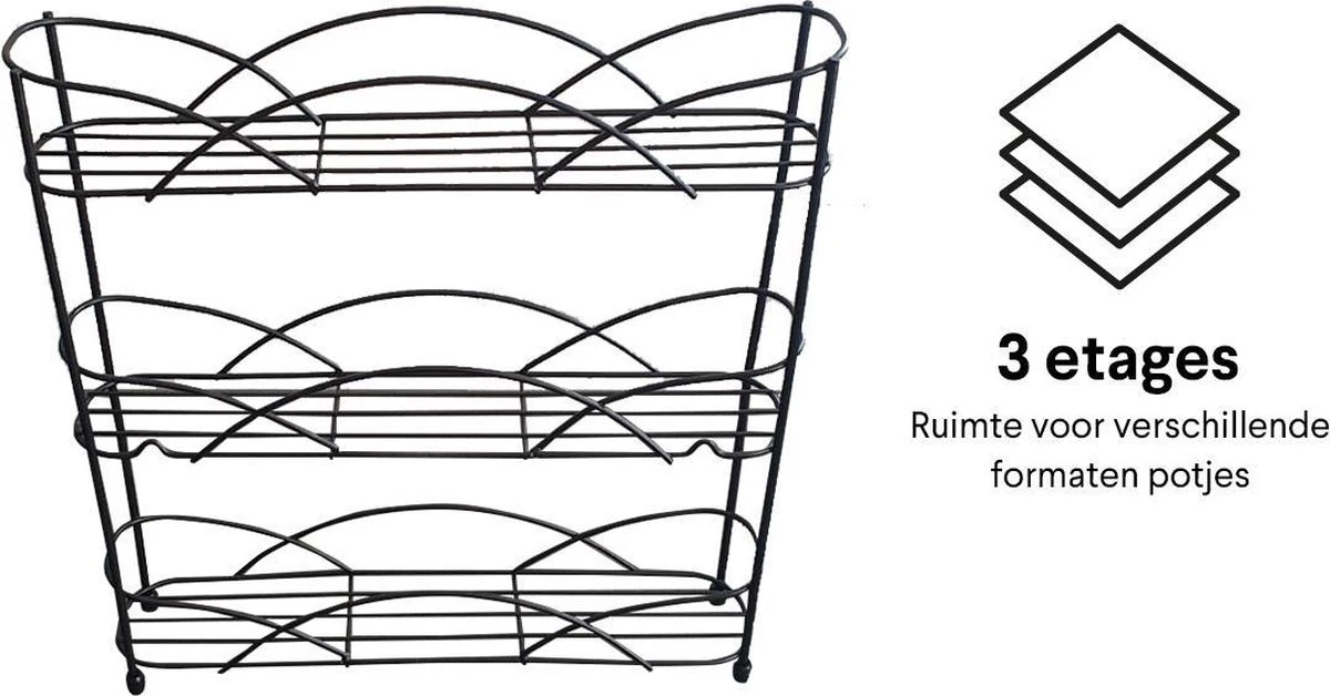 Zindoo - Kruidenrek - Standaard - 3-laags - Ophangbaar - 18 Kruiden Potjes - Anti-slip Pootjes - Spice Rack - Specerijenrek - Keukenorganizer - Keukenaccessoires - Afbeelding 4