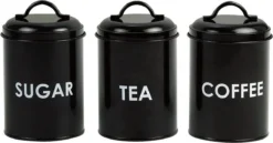 Mercury Haus Voorraadbussen Koffie, Thee En Suiker - Zwart