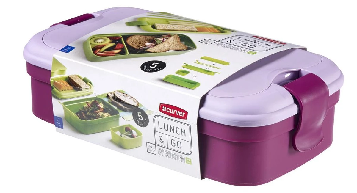 Curver Lunch&Go Lunchbox - Met Bestek - Paars - Afbeelding 2